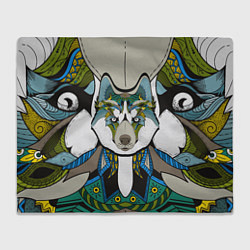 Плед флисовый Волк и этномир, цвет: 3D-велсофт
