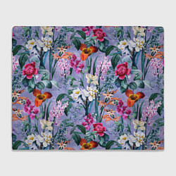 Плед флисовый Цветы Пионы и Тигриди, цвет: 3D-велсофт