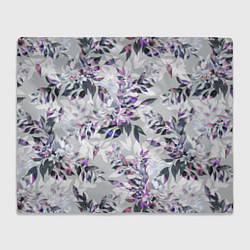 Плед флисовый Цветы Серый Букет, цвет: 3D-велсофт