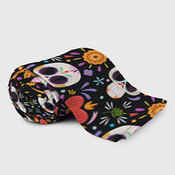 Плед флисовый Веселые черепа в цветах, цвет: 3D-велсофт — фото 2