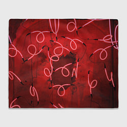Плед флисовый Неоновые закрученные фонари - Красный, цвет: 3D-велсофт