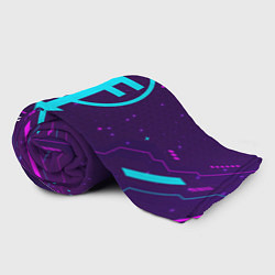 Плед флисовый Символ Sally Face в неоновых цветах на темном фоне, цвет: 3D-велсофт — фото 2