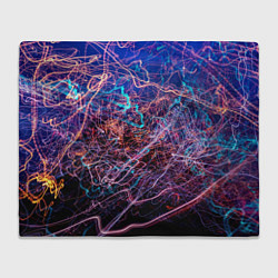 Плед флисовый Неоновые сети - Синий, цвет: 3D-велсофт
