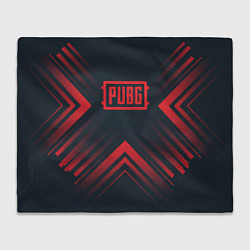 Плед флисовый Красный Символ PUBG на темном фоне со стрелками, цвет: 3D-велсофт