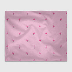 Плед флисовый Фламинго на розовом фоне, цвет: 3D-велсофт