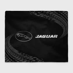 Плед флисовый Jaguar Speed на темном фоне со следами шин, цвет: 3D-велсофт
