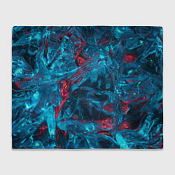 Плед флисовый Неоновые куски льда - Голубой и красный, цвет: 3D-велсофт