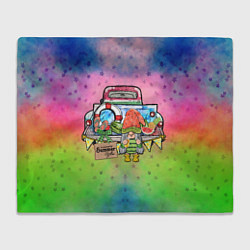 Плед флисовый Продавец арбузов на машине, цвет: 3D-велсофт