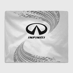 Плед флисовый Infiniti Speed на светлом фоне со следами шин, цвет: 3D-велсофт