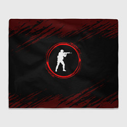 Плед флисовый Символ Counter Strike и краска вокруг на темном фо, цвет: 3D-велсофт