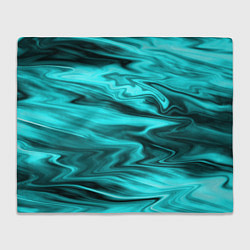 Плед флисовый Неоновый бирюзовый мраморный узор, цвет: 3D-велсофт