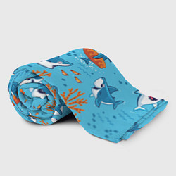 Плед флисовый Прикольные акулята - паттерн, цвет: 3D-велсофт — фото 2