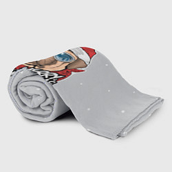 Плед флисовый Новогодний Мопс в очках, цвет: 3D-велсофт — фото 2