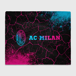 Плед флисовый AC Milan - neon gradient: надпись и символ, цвет: 3D-велсофт