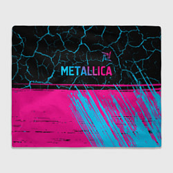 Плед флисовый Metallica - neon gradient: символ сверху, цвет: 3D-велсофт