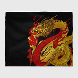 Плед флисовый Японский Золотой Дракон, цвет: 3D-велсофт