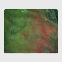 Плед флисовый Зелёные и красные волны красок, цвет: 3D-велсофт