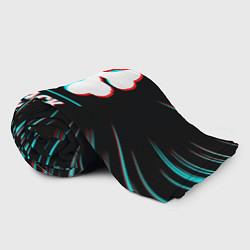 Плед флисовый Символ Black Clover в стиле glitch на темном фоне, цвет: 3D-велсофт — фото 2