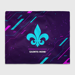 Плед флисовый Символ Saints Row в неоновых цветах на темном фоне, цвет: 3D-велсофт