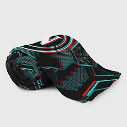 Плед флисовый Napoli FC в стиле glitch на темном фоне, цвет: 3D-велсофт — фото 2