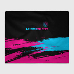 Плед флисовый Leicester City - neon gradient: символ сверху, цвет: 3D-велсофт