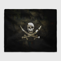 Плед флисовый Пиратский флаг - череп с ножами, цвет: 3D-велсофт