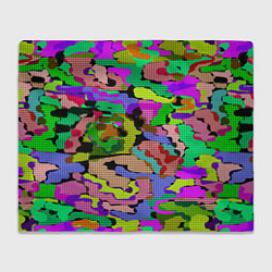 Плед флисовый Разноцветный клетчатый камуфляж, цвет: 3D-велсофт