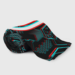 Плед флисовый Juventus FC в стиле glitch на темном фоне, цвет: 3D-велсофт — фото 2