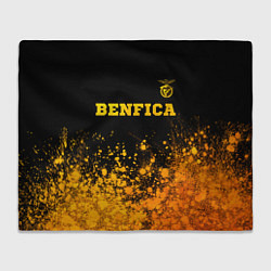 Плед флисовый Benfica - gold gradient: символ сверху, цвет: 3D-велсофт