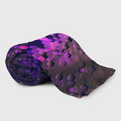 Плед флисовый Плиты фиолетовый неон, цвет: 3D-велсофт — фото 2