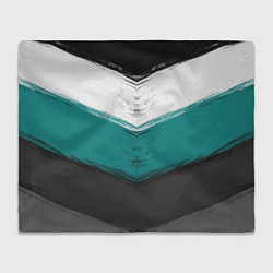 Плед флисовый Абстрактный полосатый серо-бирюзовый узор, цвет: 3D-велсофт