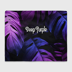 Плед флисовый Deep Purple neon monstera, цвет: 3D-велсофт