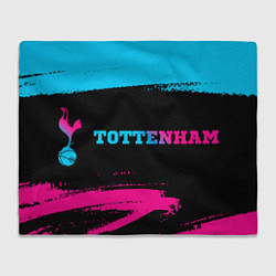 Плед флисовый Tottenham - neon gradient: надпись и символ, цвет: 3D-велсофт