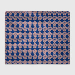 Плед флисовый След собаки на синем фоне, цвет: 3D-велсофт