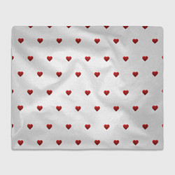 Плед флисовый Белая поляна с красными сердечками, цвет: 3D-велсофт