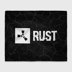 Плед флисовый Rust glitch на темном фоне: надпись и символ, цвет: 3D-велсофт