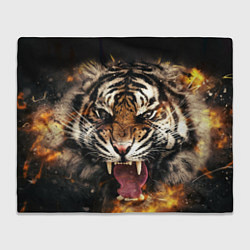 Плед флисовый Оскал тигра, цвет: 3D-велсофт