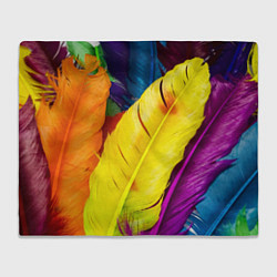 Плед флисовый Разноцветные перья птиц, цвет: 3D-велсофт