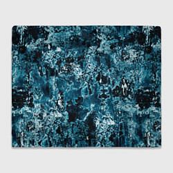 Плед флисовый Гранж - абстрактные синие разводы, цвет: 3D-велсофт