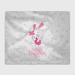 Плед флисовый Merry Christmas, cute bunny, цвет: 3D-велсофт