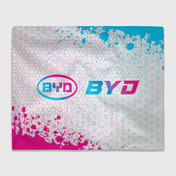 Плед флисовый BYD neon gradient style: надпись и символ, цвет: 3D-велсофт