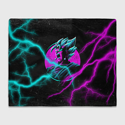 Плед флисовый Неоновый Гоку Блек молния lightning, цвет: 3D-велсофт