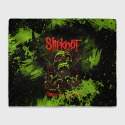 Плед флисовый Slipknot green череп, цвет: 3D-велсофт