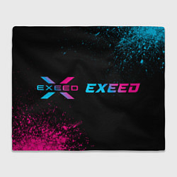 Плед флисовый Exeed - neon gradient: надпись и символ, цвет: 3D-велсофт