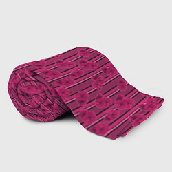 Плед флисовый Малиновый полосатый узор с цветами анемонов, цвет: 3D-велсофт — фото 2