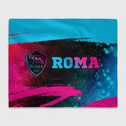 Плед флисовый Roma - neon gradient: надпись и символ, цвет: 3D-велсофт