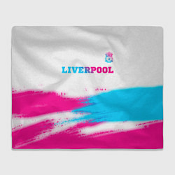 Плед флисовый Liverpool neon gradient style: символ сверху, цвет: 3D-велсофт