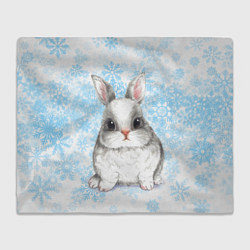 Плед флисовый Белый кролик и снежинки, цвет: 3D-велсофт
