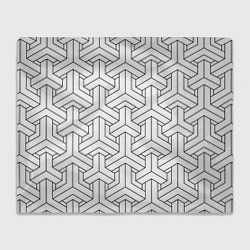 Плед флисовый Мозаичный чёрно-белый паттерн, цвет: 3D-велсофт