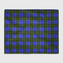 Плед флисовый Ткань Шотландка сине-зелёная, цвет: 3D-велсофт
